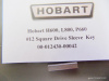 Hobart H600, P660, L800 Mixer 00-012430-00042 Square Drive Key